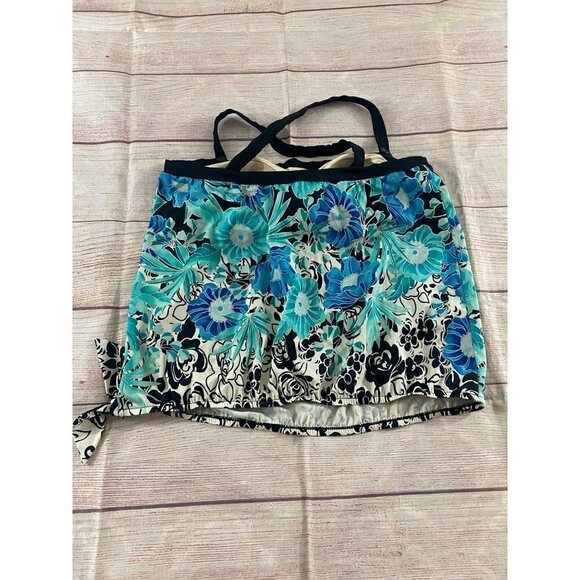 Maxine Of Hollywood Women's Blue Floral Tankini Top - 12 - Picture 7 of 11